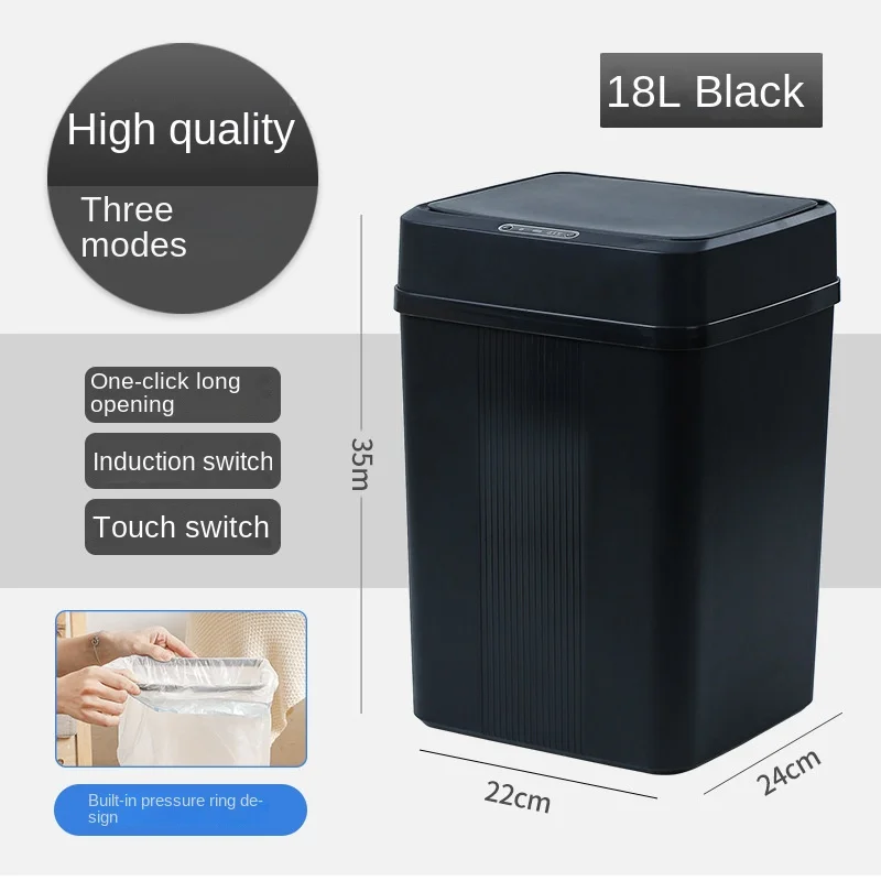 Smart Sensor Garbage Bin Kitchen Bathroom Toilet Trash Can Automatic Induction Waterproof Bin with Lid 12/14/16/18L