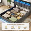 Bed Frame Full Size with Lift Up Storage, Charging Station LED Lights,Upholstered Storage Headboard,Heavy Duty Wooden Slats 3