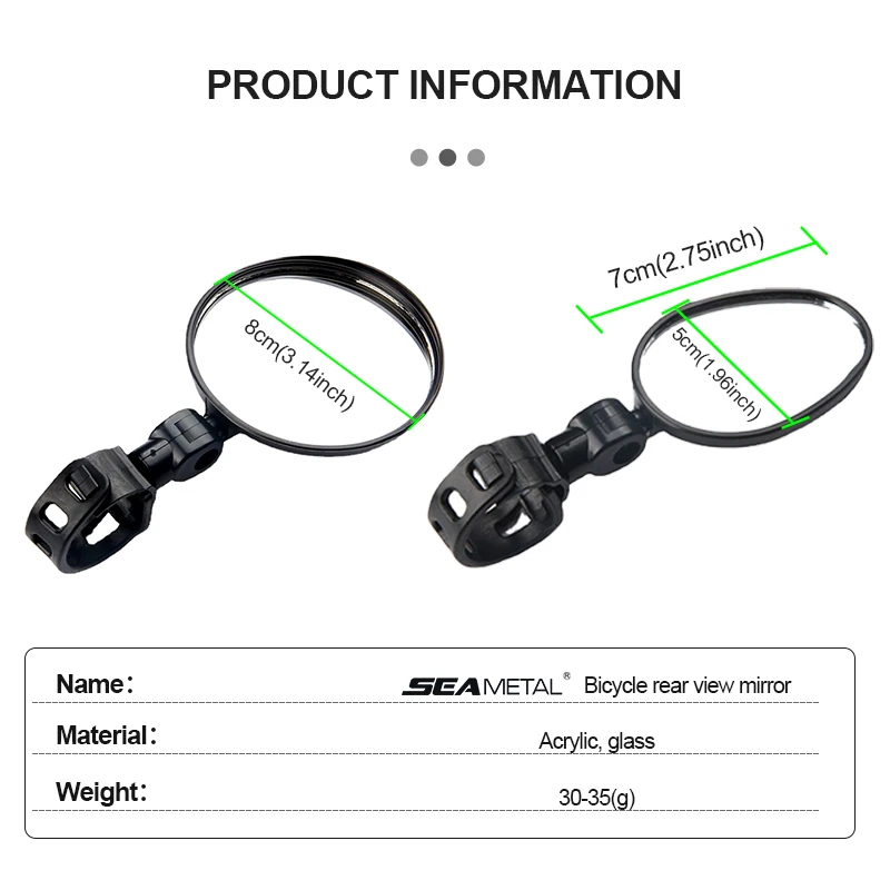 SEAMETAL Motorcycles Rearview Mirror Side Mirror For Safety View Turning Left Right Mirror Adjustable Mini Autocycle Rear View 5