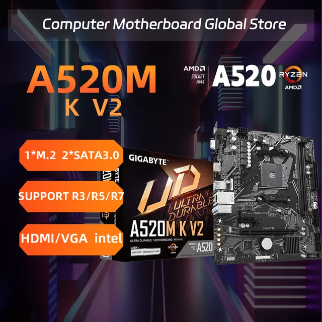 GIGABYTE AMD A520M K V2 AMD A520 DDR4 Motherboard Suit Socket AM4