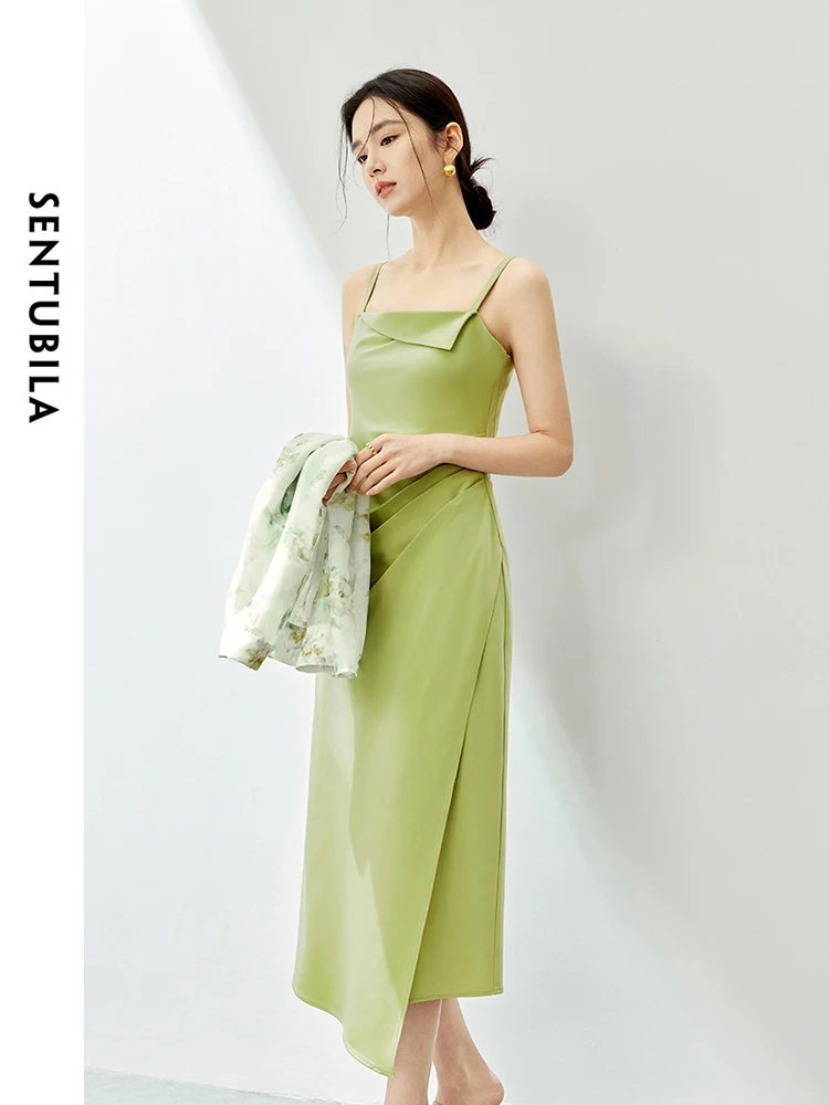 SENTUBILA Women's Dresses Set Floral Lapel Button Up Shirt Irregular Camisole Dress 2024 Spring Summer Female Clothing 141Z53472