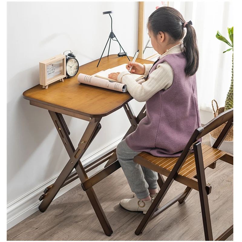 

80x50x71cm Bamboo Desk Children Study Table PrimarySchool Student Homework Study Folding Desk Household Raisable Small Table