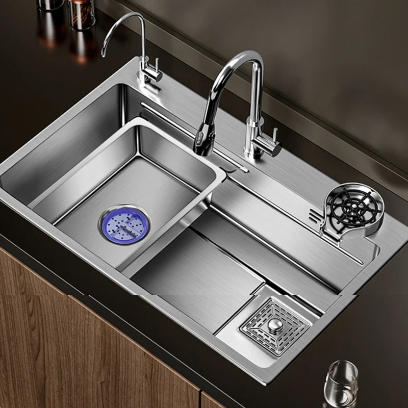Évier Double Cuve Inox – 78x43x21cm – Avec Vidange – NEUF
