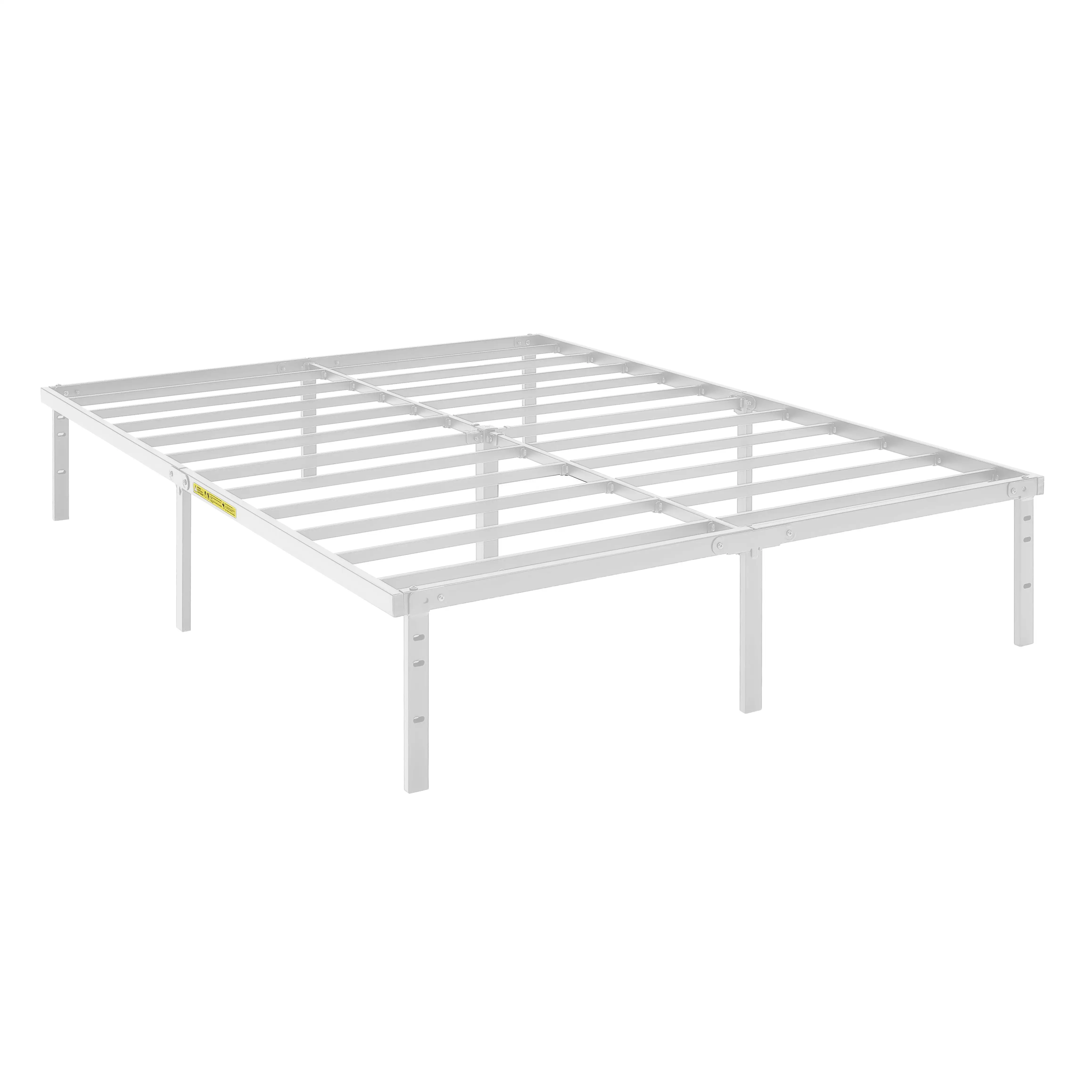 

14" Heavy Duty Steel Slat Queen Platform Bed Frame, White