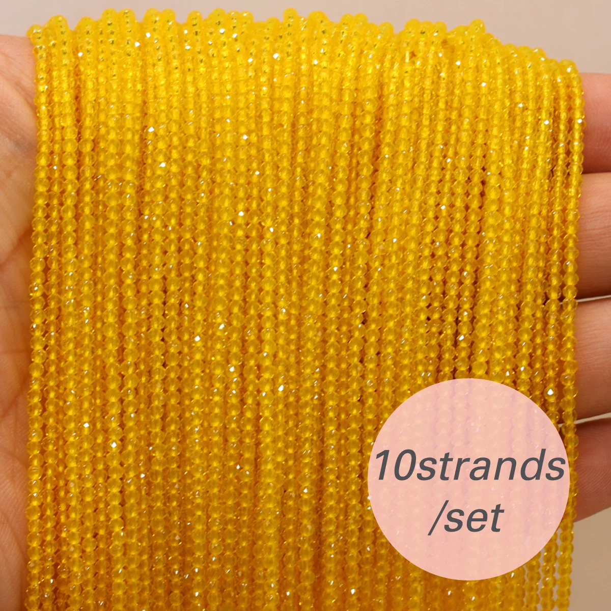 10 stränge/lot Facettierte Spinelle Stein Glas Perlen Runde Micro Kristall Lose Perlen für Armband Halskette Schmuck Machen Zubehör – Detail 5