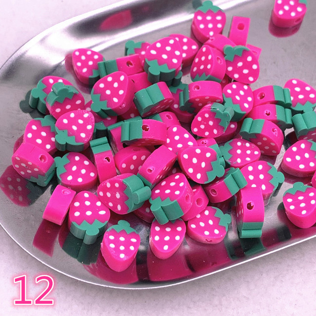 10mm Color Fruit Beads Polymer Clay Beads Polymer Clay Spacer Loose Beads for Jewelry Making DIY Bracelet Accessories