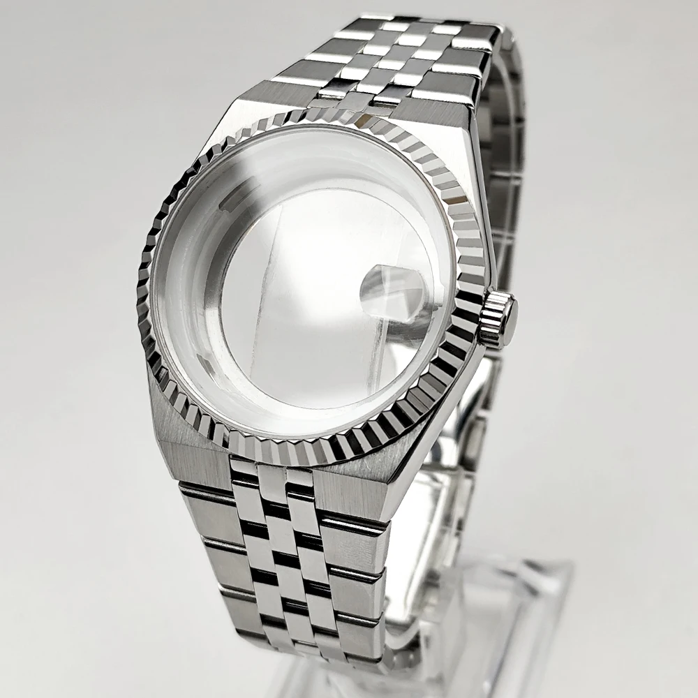 Premium Men's Watch Silver Case with Sapphire Dial and Full-Body Mirror Box