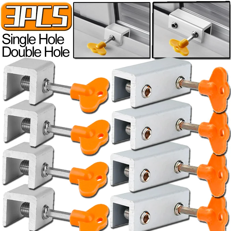 Sliding Door Locks Stops Adjustable Aluminum Alloy Door Frame Security Lock Window Stopper Home Office Anti-theft Lock 1/3PCS window door locks