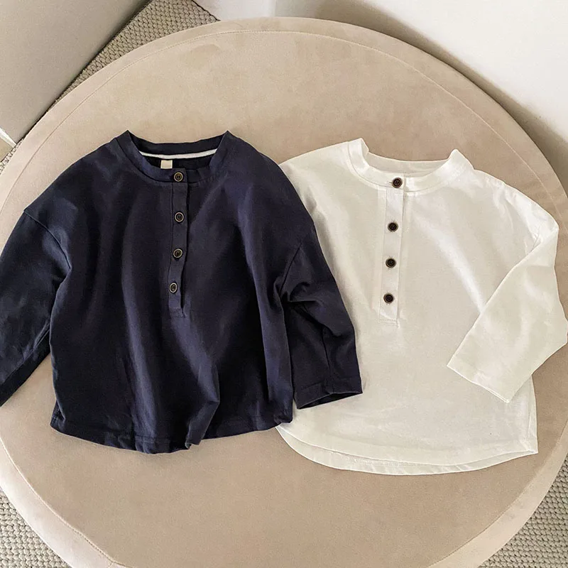 Cute Solid Color Kids Long Sleeved T Shirt