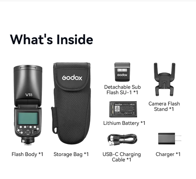 Flash Godox V1Pro Per Nikon | Testa Rotonda Wireless TTL | Con Luce Di Riempimento Staccabile - Foto 8