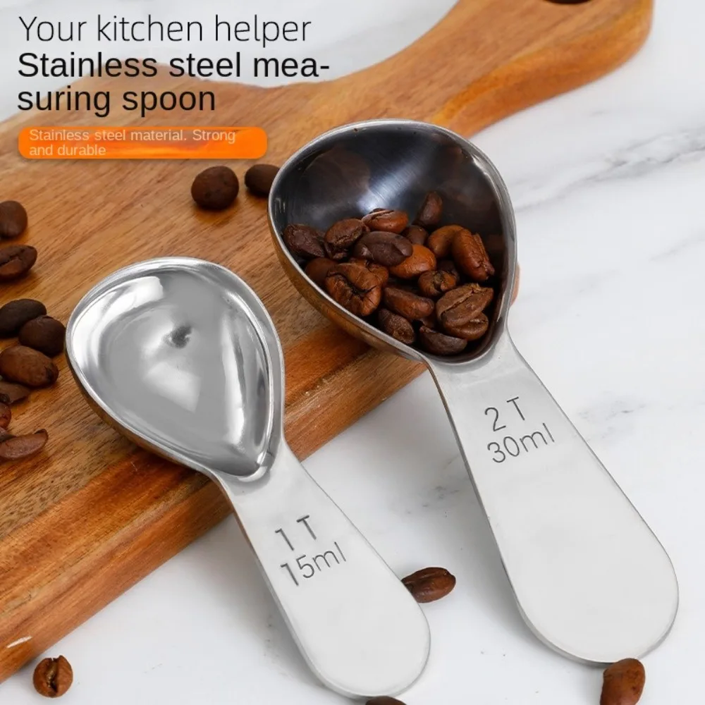 Premium Ergonomic Stainless Steel Coffee Scoops - 1 & 2 Tablespoon Options