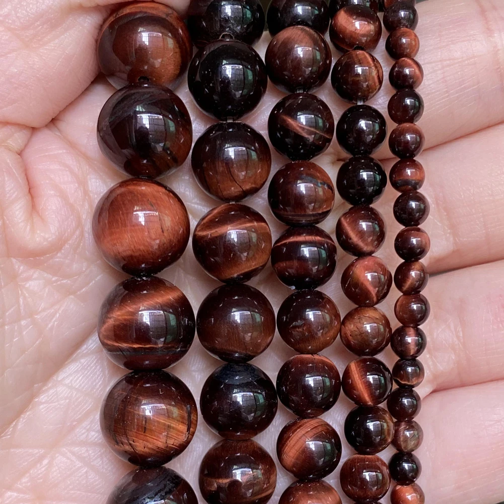 Naturstein 4–10 mm rote Achate Turmalin Tigerauge Jade Jaspis lose Perlen für Schmuckherstellung DIY Armbänder Zubehör 15 Zoll – Detail 16