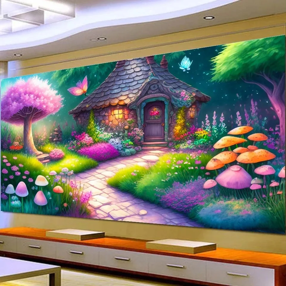 

100x200cm 5D DIY Diamond Painting Kits Full Drill Spring Mushroom Landscape Crystal Rhinestone Embroidery Room Home Art G454
