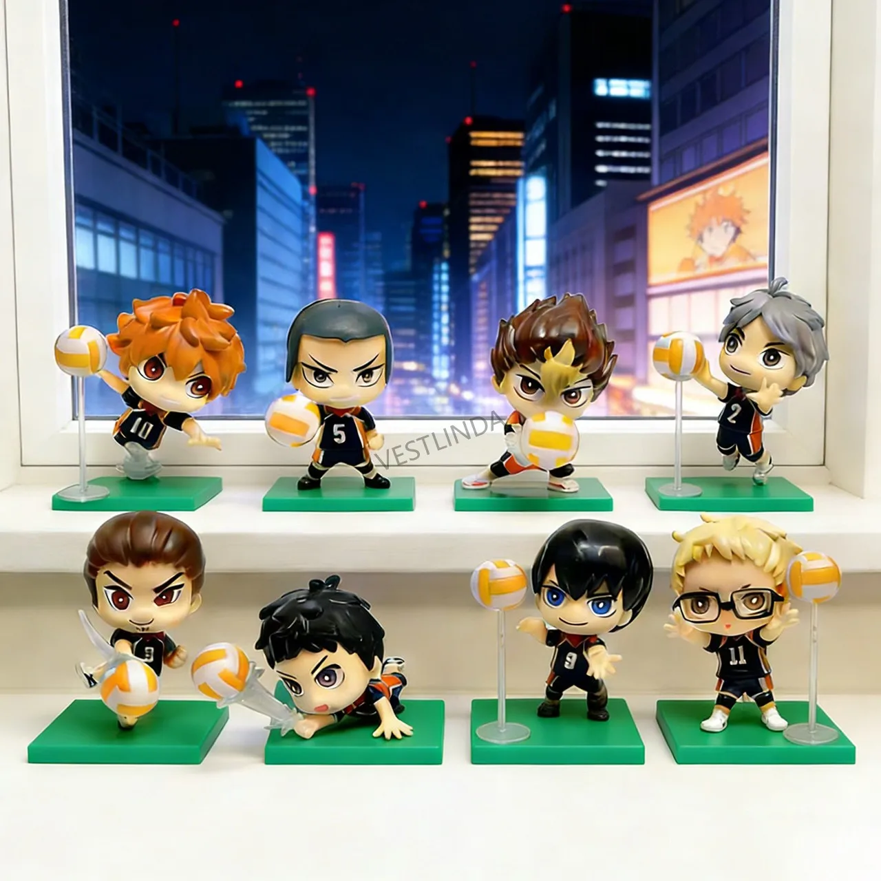 Volleyball Junior Modell Dekoration Niedliche Q-Version Anime PVC-Puppe Klassische Anime-Charaktere Trendige Sammlerstücke Weihnachtsspielzeug Geschenk