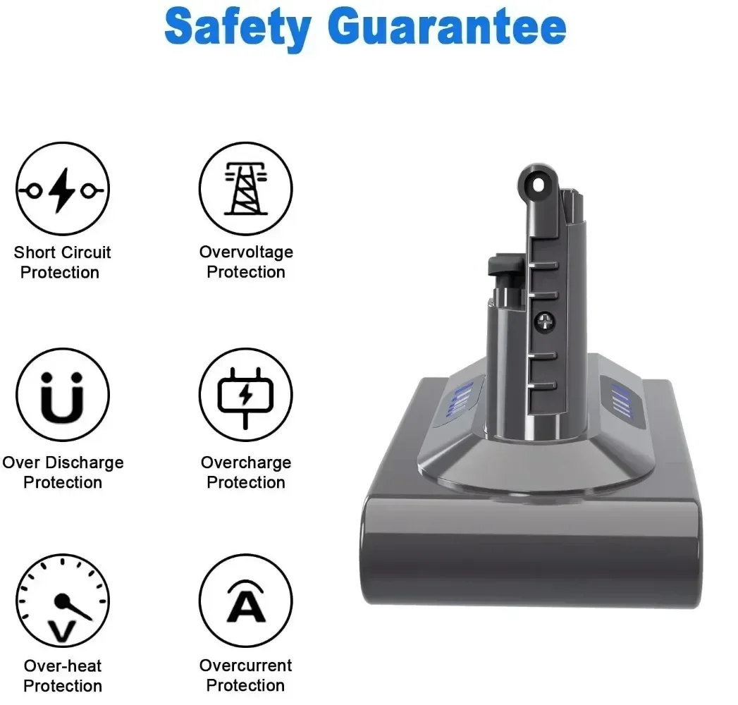 8000mAh Battery For Dyson V6 V7 V8 V10 V11 Replace Battery DC58 DC59 DC61 DC62 DC72 DC74 SV11 SV10 SV12 SV14 SV15 Li ion Battery 5