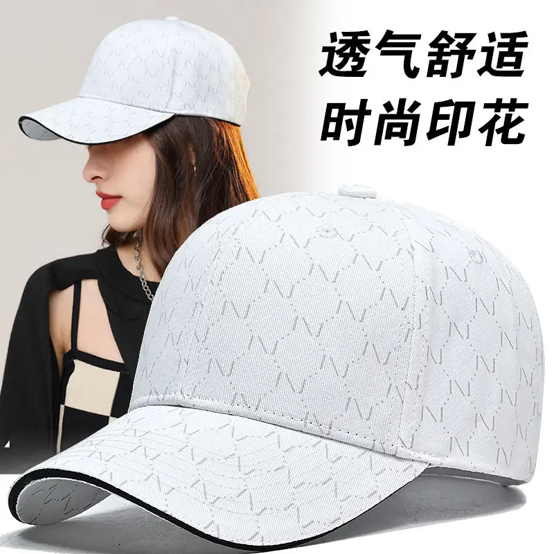 InlnDtor new hat female Korean version tide printed baseball cap hip-hop facial repair hard top leisure travel duck cap