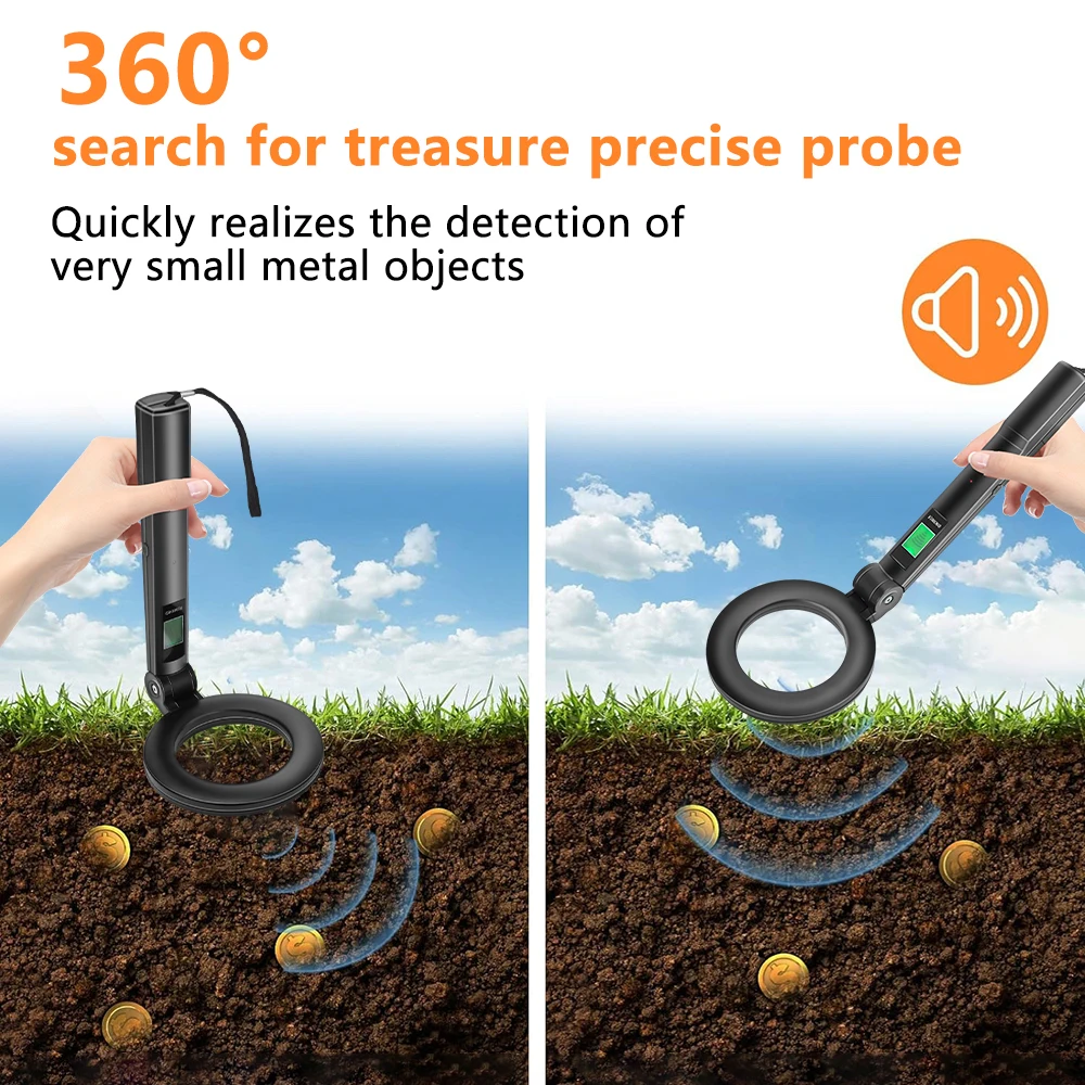 Metal Detector High Sensitivity Gold Silver Search Treasure Getector Metal Finder 360 Degree Handheld Alarm Coil Detect Tools