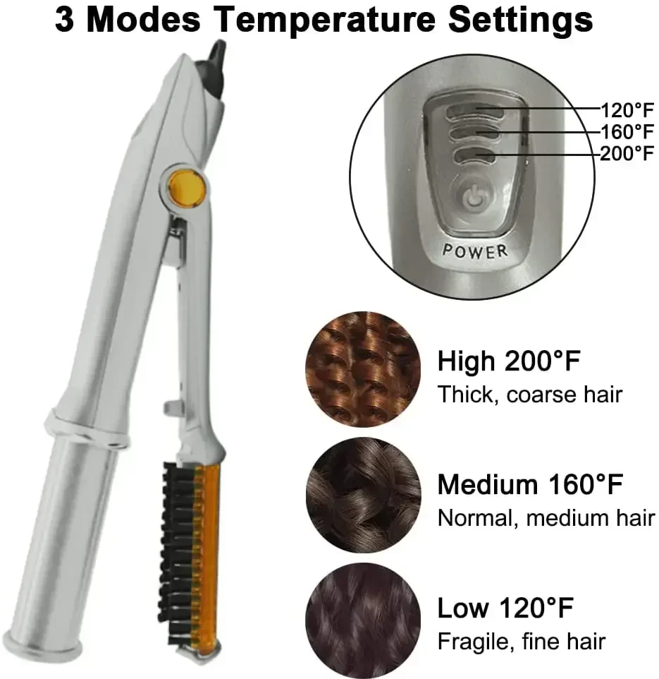 Rotating Hair Curler Straightener Iron Wet And Dry Electric Hot Heating Comb Straightener For Wig Gradient Hair Straight Styler
