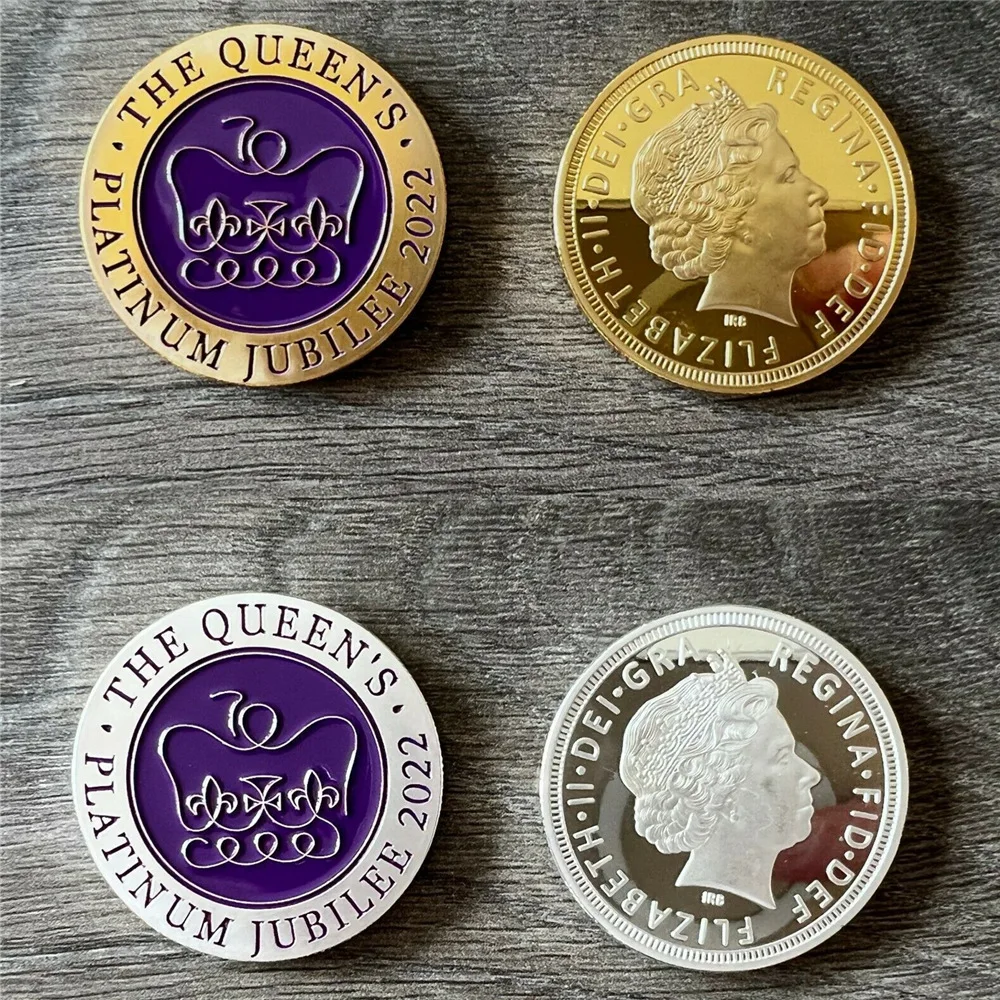

2 шт. значки, Золотая памятная монета dprQueen Елизаветы II, королевская семья, вызов, монеты, коллекционная медаль, сувенирные подарки