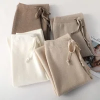 Soft Knitted Pants Women's Autumn/Winter Outerwear Hanging Knitted Wide Leg Pant White Floor Pants Straight Leg Pants - Image 2