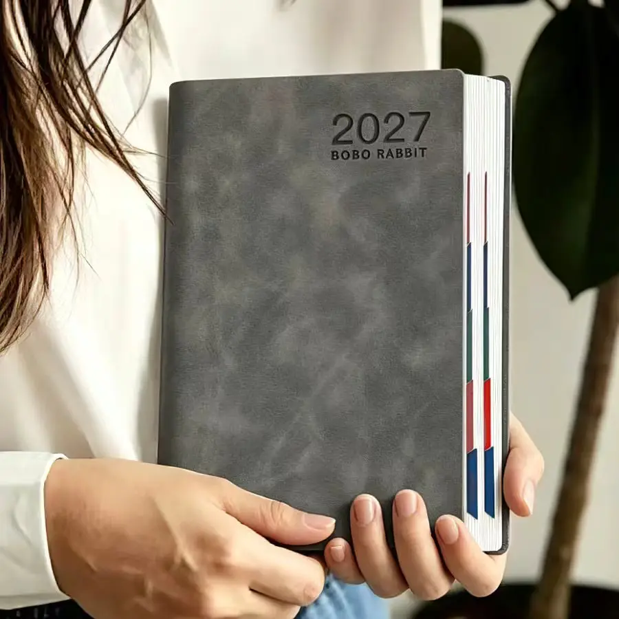 Premium 2027 Daily Planner with PU Leather Band - One Page Per Day Time Management Journal, 320-Page Scheduling Notebook