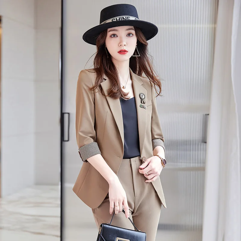 AIyssa Fashionable professional womens spring and summer new mid-sleeve suit jackets show elegance