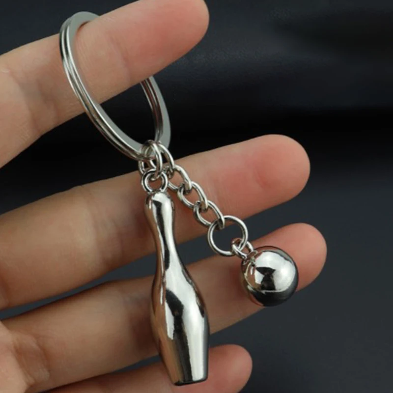 Creative Alloy Bowling Ball Pendant Car Key Ring Purse Bag Ornament Keychain Sports Lover Club Gift bowling accessories