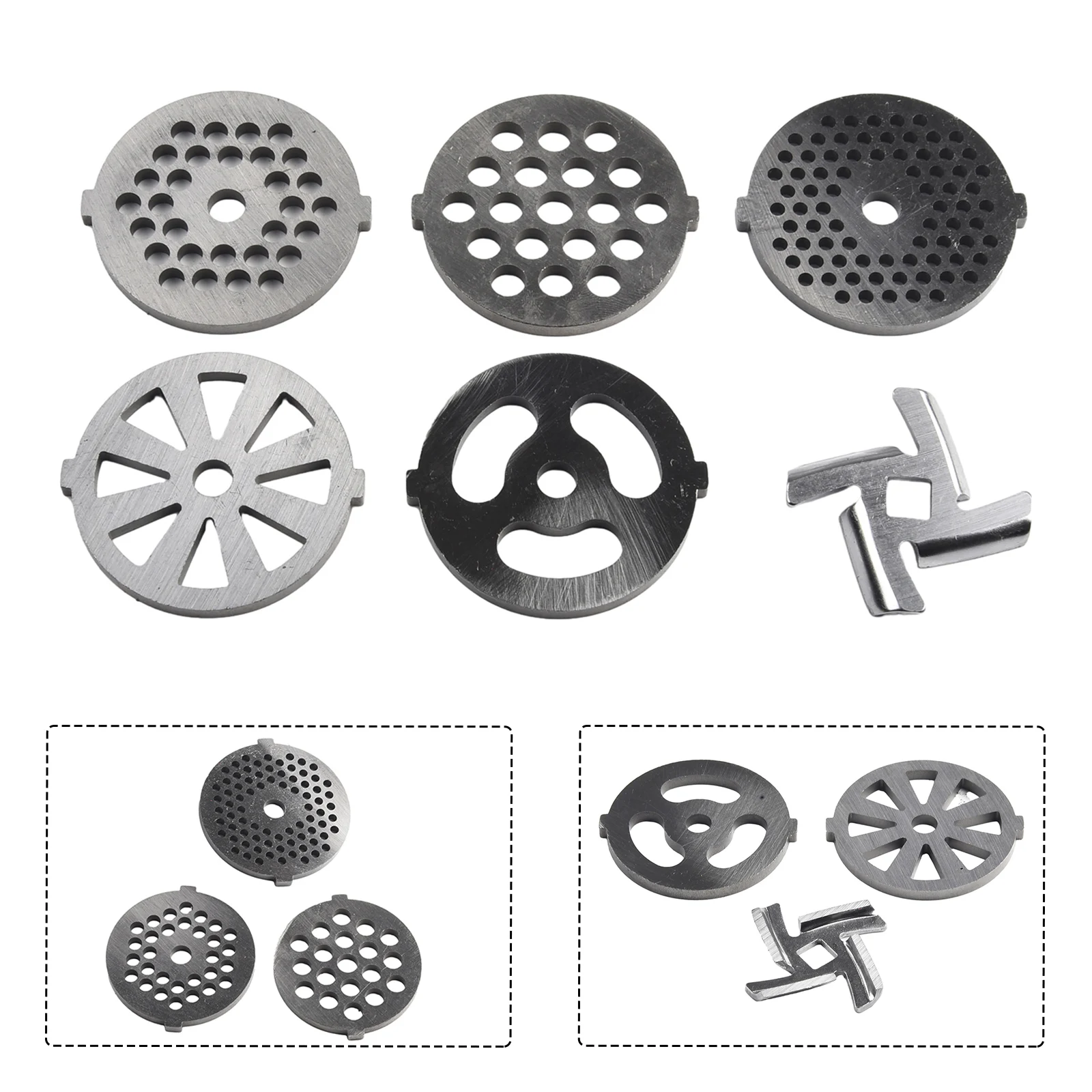 

6PCs Meat Grinder Stainless Steel Material Mincer Plate Disc With Hole Replacement Accessories For Kitchen Hand Tools