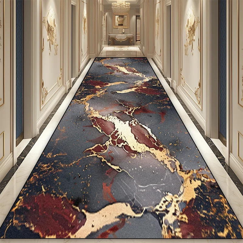 Modern Marble Hotel Promenade Carpet Corridor Home Decor Entrance Floor Rugs Customization Non-slip Washable Hallway Carpet 2