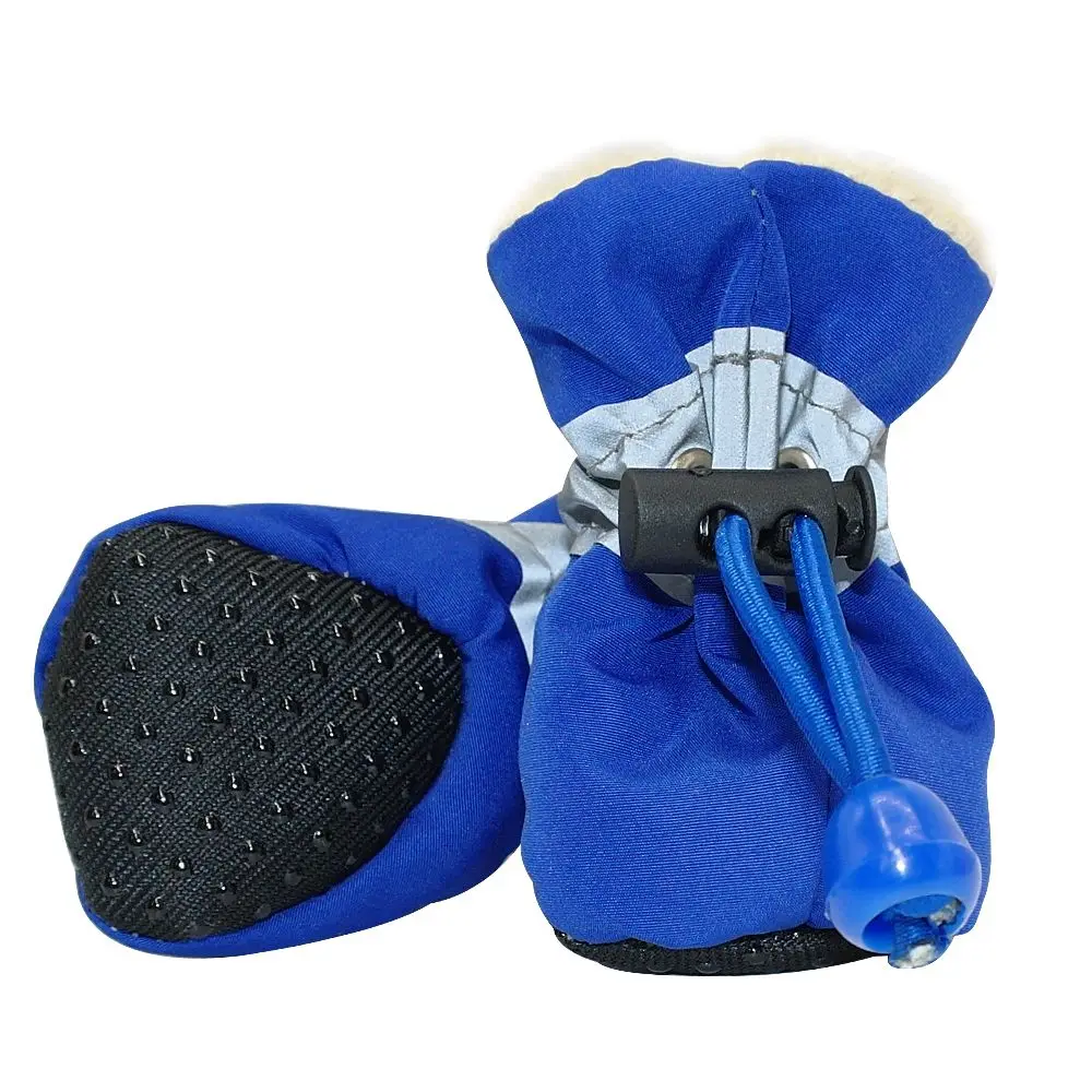 4 stücke Wasserdichte Winter Hund Schuhe Mit Samt Anti-slip Regen Schnee Stiefel Schuhe Dicke Warme Haustier Schuhe Kleine katzen Welpen Socken – Detail 9