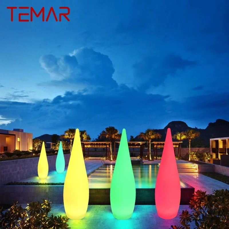 

TEMOU Landscape Rechargeable Lamp USB 16 Colors LED Remote Control Water Droplet Lawn Light Waterproof IP65 for Garden