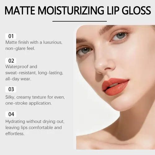 Zephoco Lip Plumping Gloss Waterproof Matte Finish Lasting Color Lock Lightweight Non-sticky High Shine Moisturizing Lip Gloss - Image 6