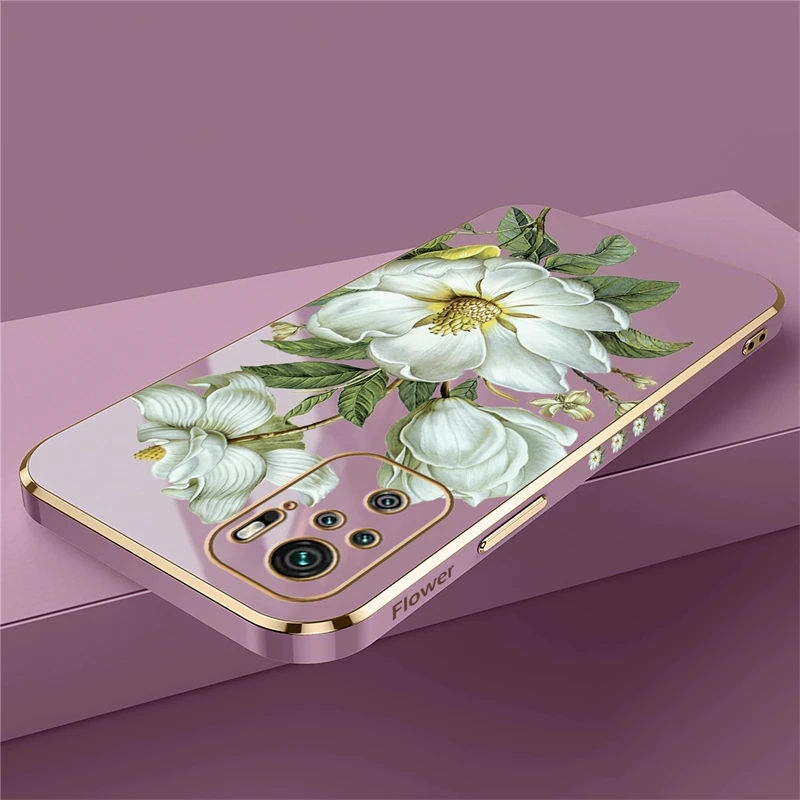 Luxury Plating Flower Pattern Silicone Phone Case