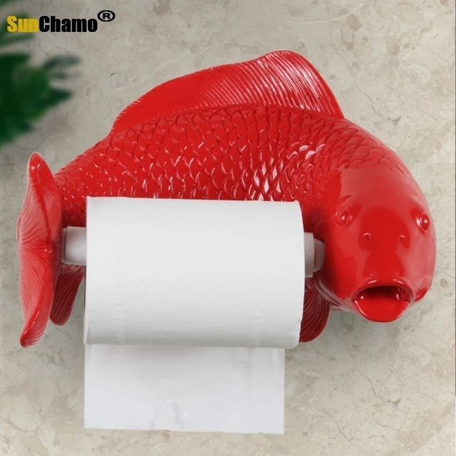 Fish Toilet Paper Holder, Toilet Paper Rack, Koi Wall Statue