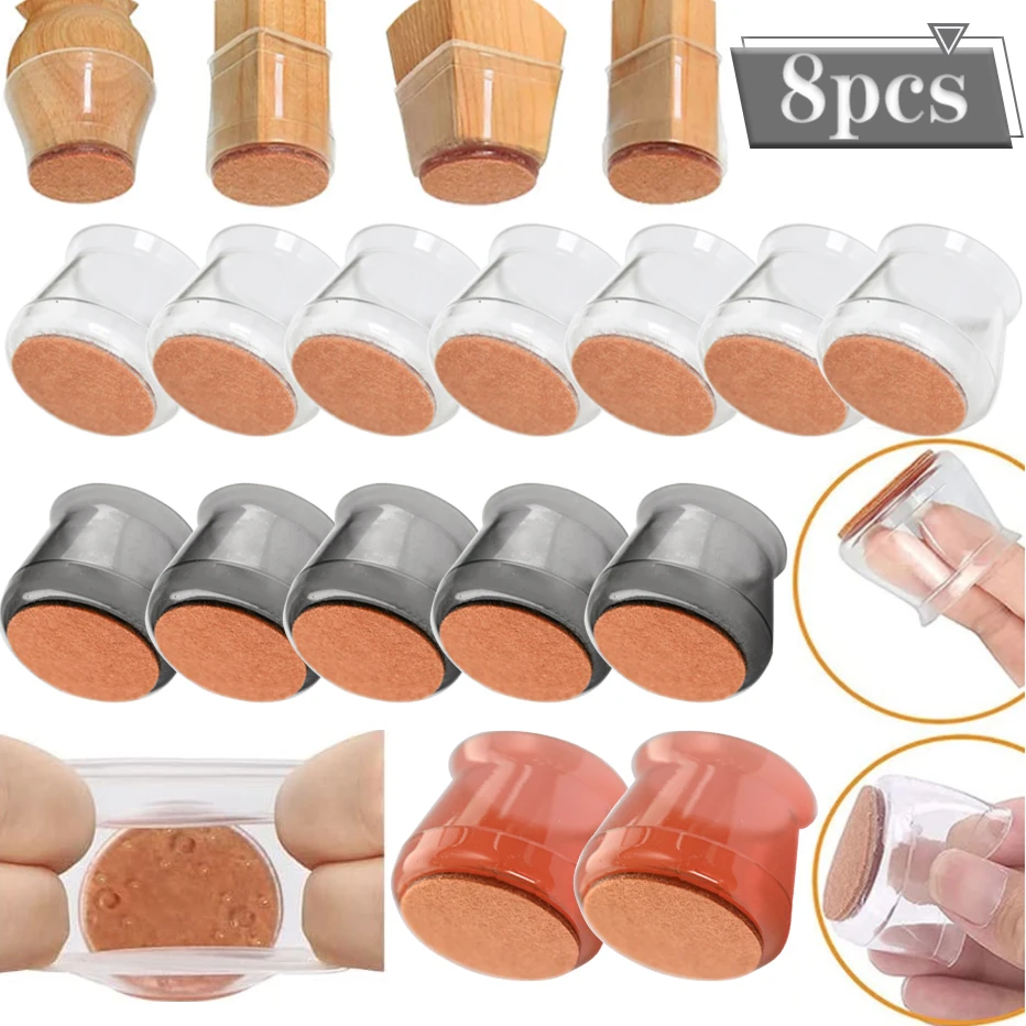 8pcs/set Chair Leg Tips Caps Furniture Foot Table Covers Floor NonSlip