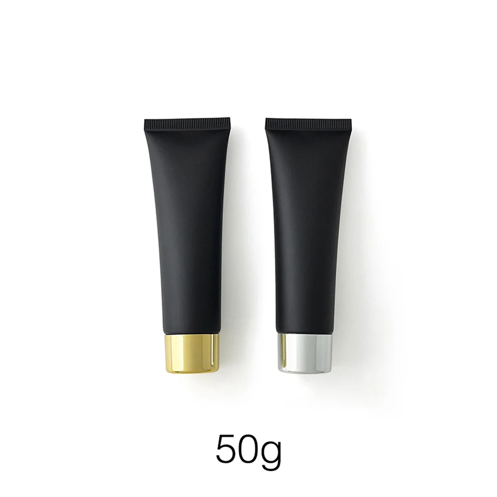 

50g Refillable Squeeze Bottle Empty Cosmetics Container 50ml Frost Matte Black Plastic Soft Tube Cream Lotion Travel Use Bottles