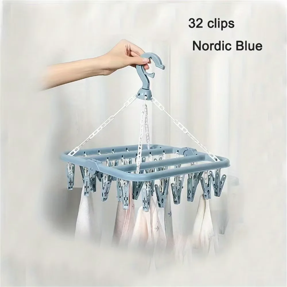 32 Clips Hanging Drying Rack Foldable Baby And Toddler Accessories Finishing Storage Rack 4