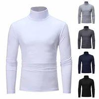 Men Spring White Shirt Long Sleeve Slim Pullover Turtleneck Sweater Blouse Top Long Sleeve Shirts For Men 2023 Vintage Clothes