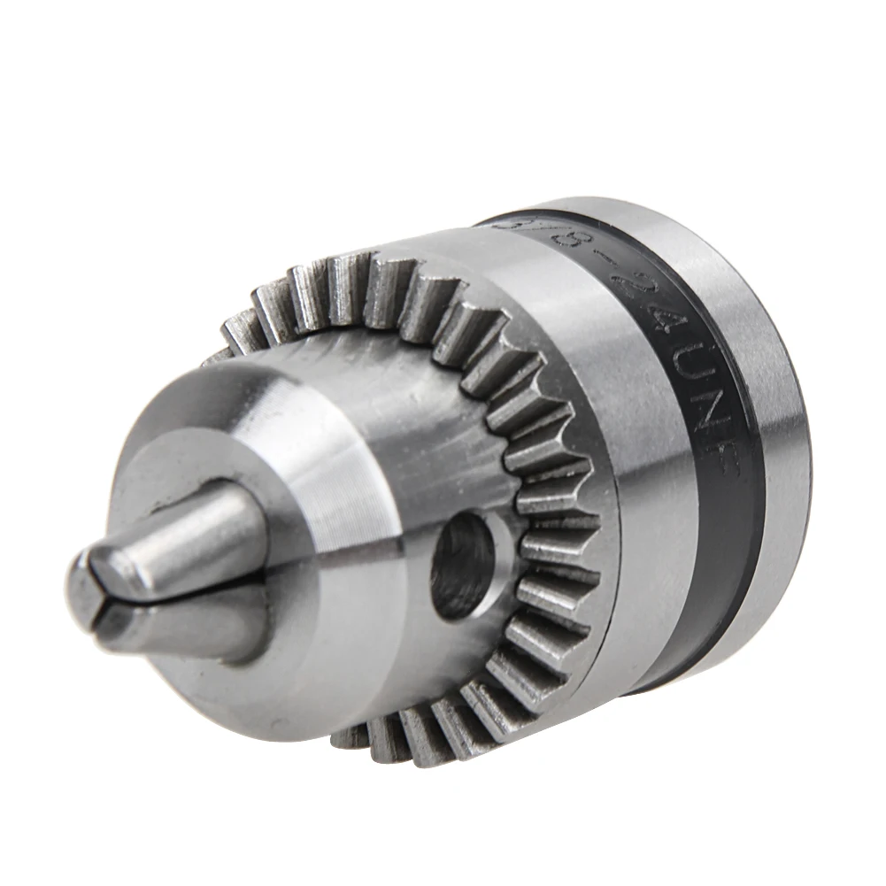 0.6-6mm Keyless Chuck with 1/4 Inch Hex Shank 3/8-24UNF Change Adapter Conversion Tool Metal Threaded Mount for Impact Driver