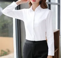 Femmes élégantes chemises femme chemise blanche à manches longues Blouse bureau dame affaires rose chemises bouton solide femmes travail Blouses hauts 6