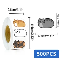 500PCS Kawaii Cartoon Cat Tuo Roll Stickers Skateboard Laptop Luggage Scrapbook Cool Phone Gift Waterproof Phone Cute Sticker 2
