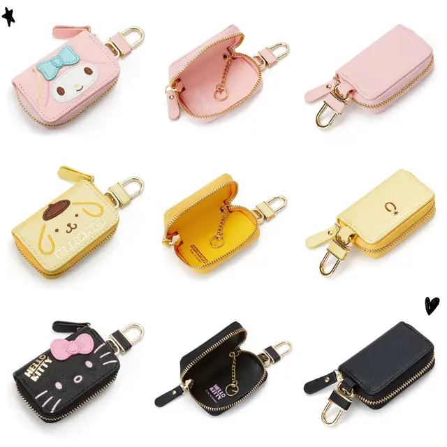 2022 SanrioS Anime Cartoon My Melody Hello Kitty Kuromi Cinnamoroll Coin Purse PU Zipper Key Case Keychain Pendant Girl Toy Gift 1