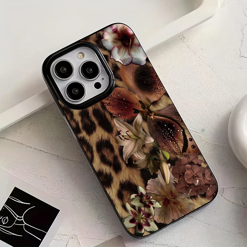 Leopard Elegant Lily Flower Pattern Phone Case Cover
