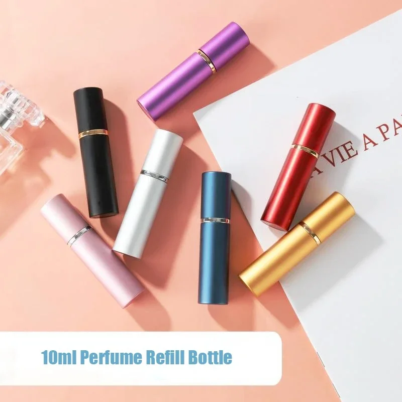 

10ml Portable Travel Refillable Mini Perfume Atomizer Bottle Empty Glass Parfume Bottles Aluminum Spray Jars Atoizers Tools New