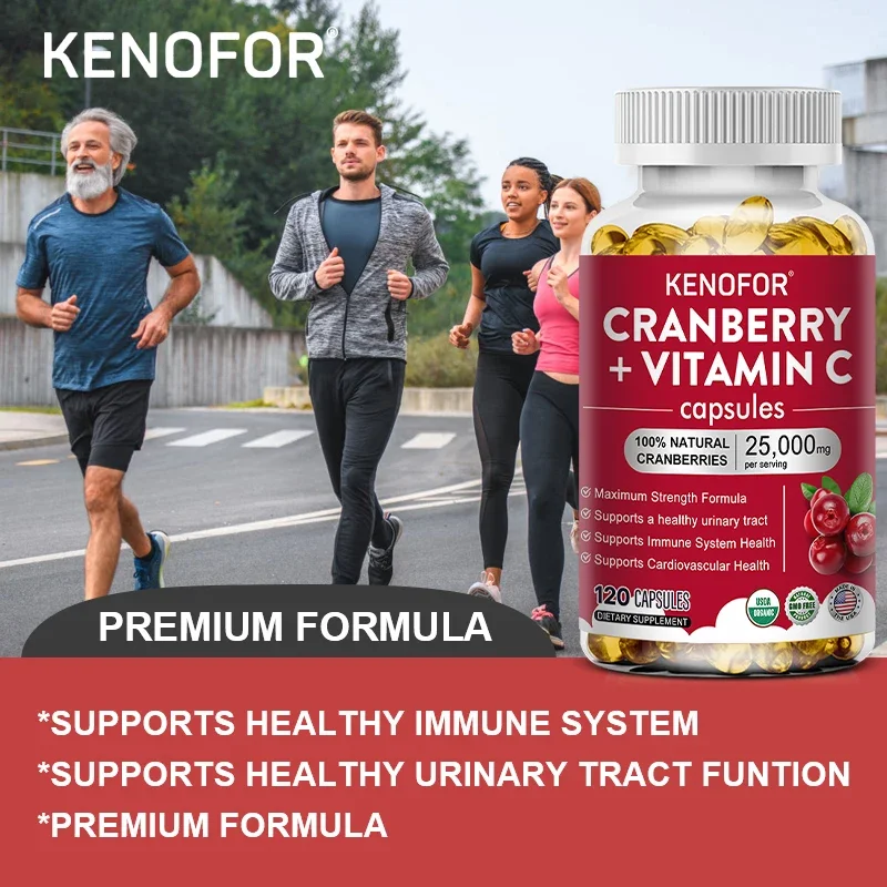 Cranberry Extract Concentrate + Vitamin C-Supports Urinary Tract Cardiovascular Skin and Bone Health Improves Digestion