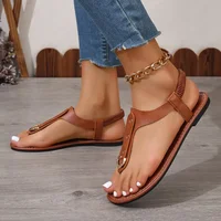 Sandales tongs pour femmes, chaussures d'été simples à la mode, bande élastique, chaussures de plage en plein air, sandales Rome décontractées pour dames, 2025 4