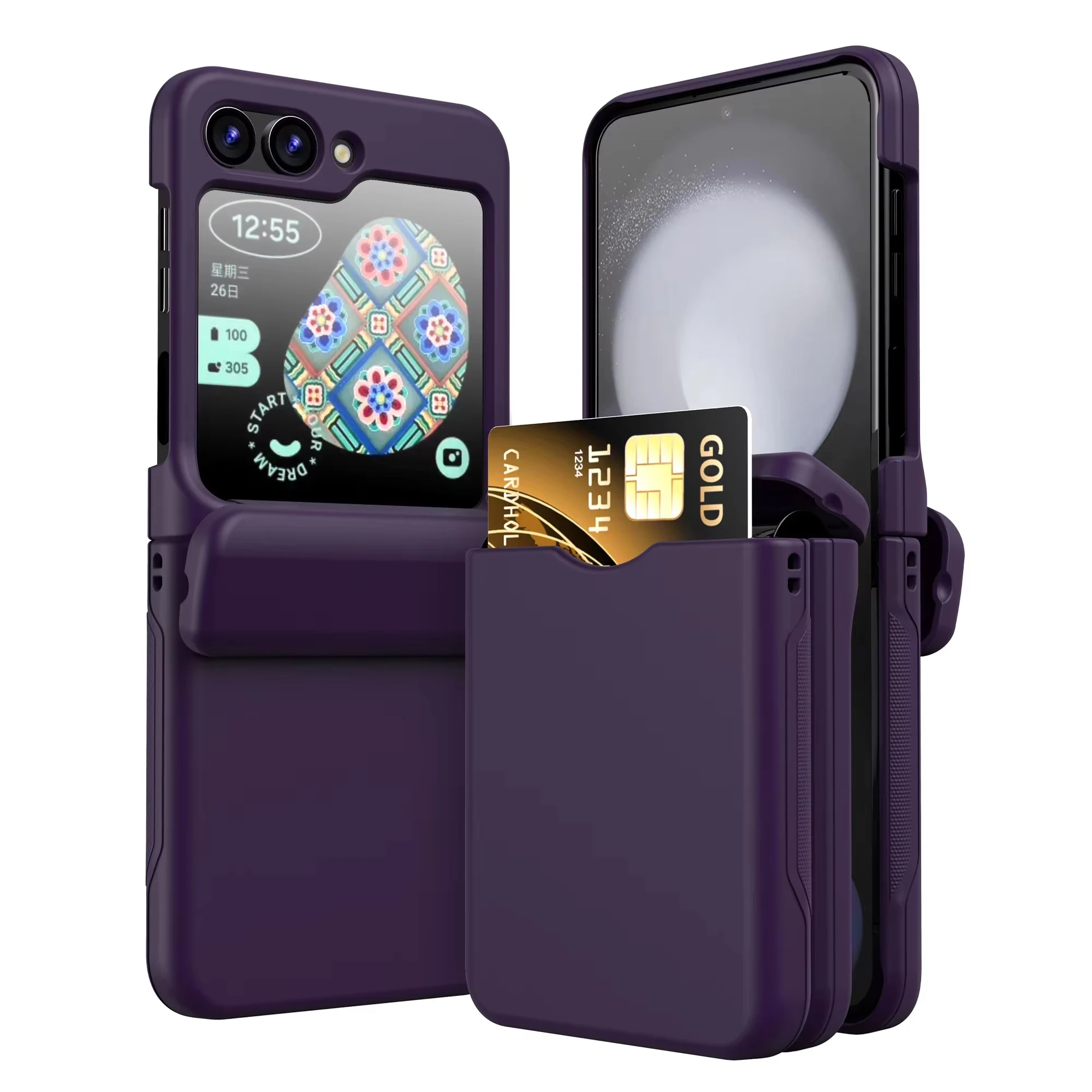 Shockproof Flip Cover Card Holder Phone Case with Fall Protection