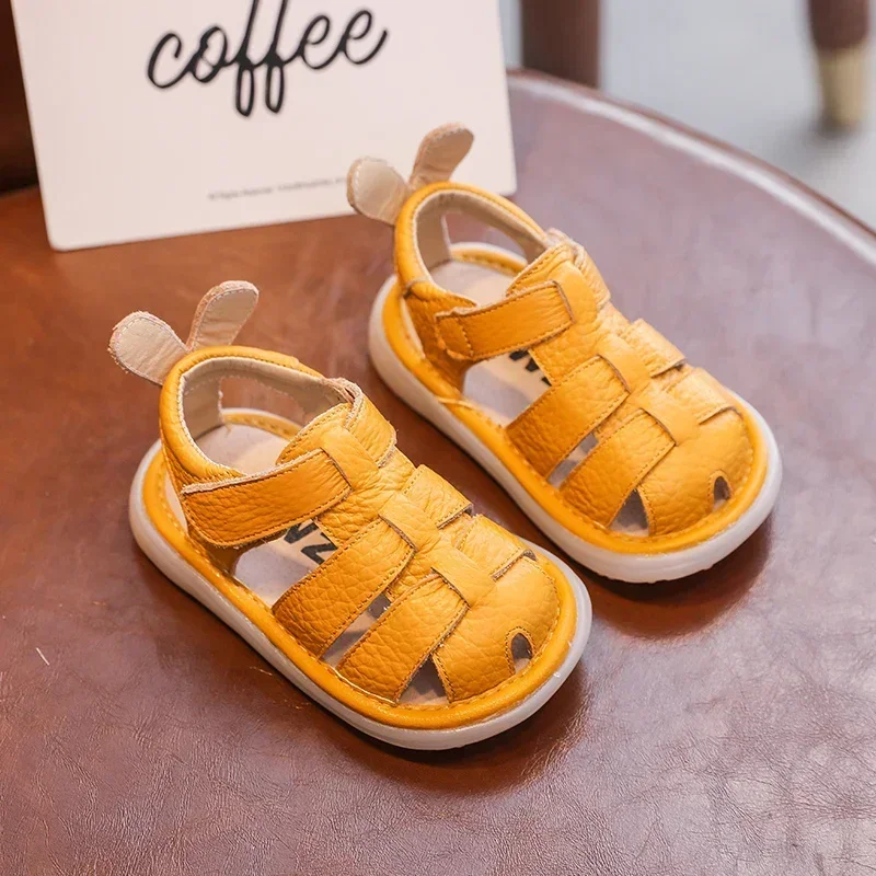 Baby Girls Boys Sandals Summer Children Genuine Leather Shoes Comfortable Infant Toddler Shoes Soft sole Kids Beach Sandals 3