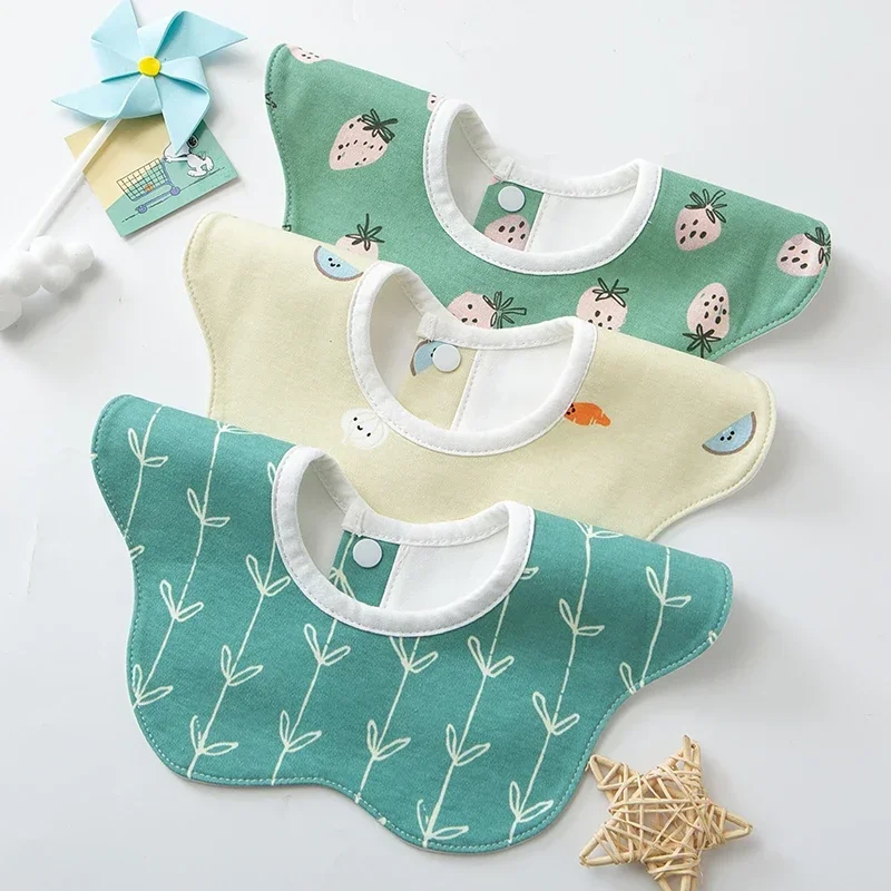 

360 Degree Rotation Newborn Girl Boy Feeding Drool Bibs Waterproof Apron Saliva Towel Bandanas Burp Cloths Cotton Baby Stuff