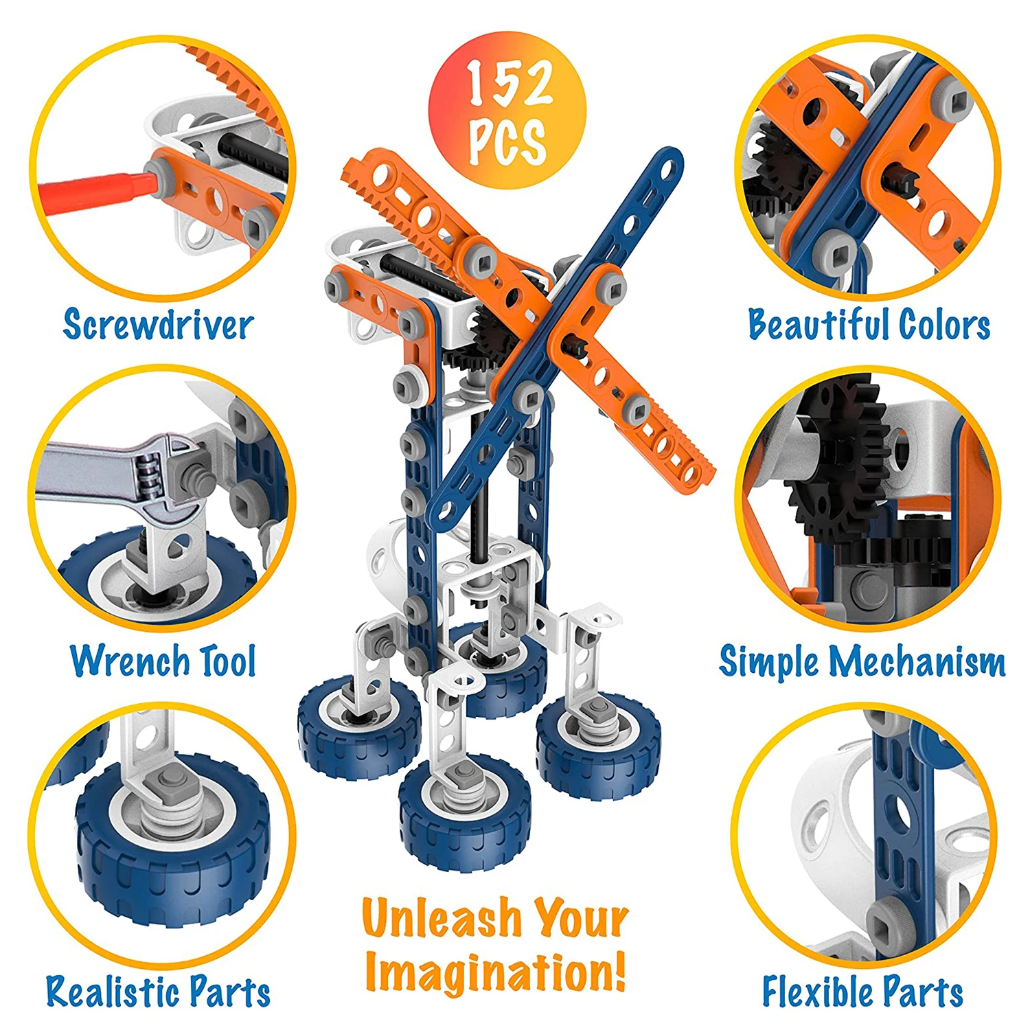 Brastoy Building Blocks 152 Parts Learning Set Children's STEM Toy For Children - 3